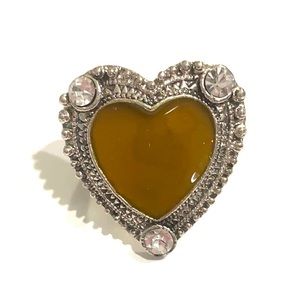 Mustard Heart Statement Ring Adjustable Band